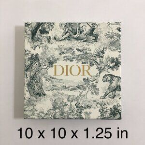 DIOR Empty Gift Box Hard Paper Green Animal Prints Squared Flat Accessory Box
